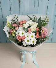 Букет цветов из:  Розы, Лизиантусы и Хризантемы в Ерново