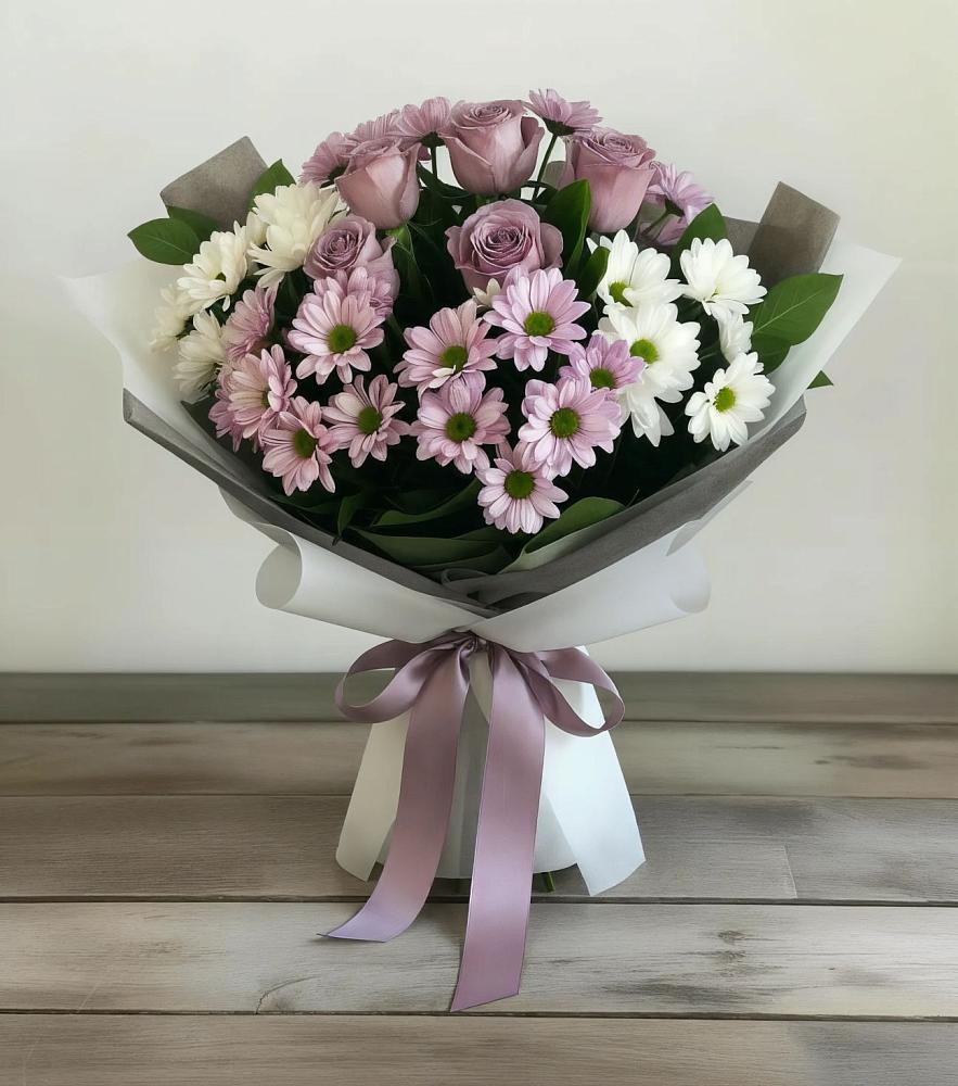 Букет цветов из: Хризантемы и Розы в Ерново