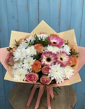 Букет цветов из:  Розы, Герберы и Хризантемы в Ерново