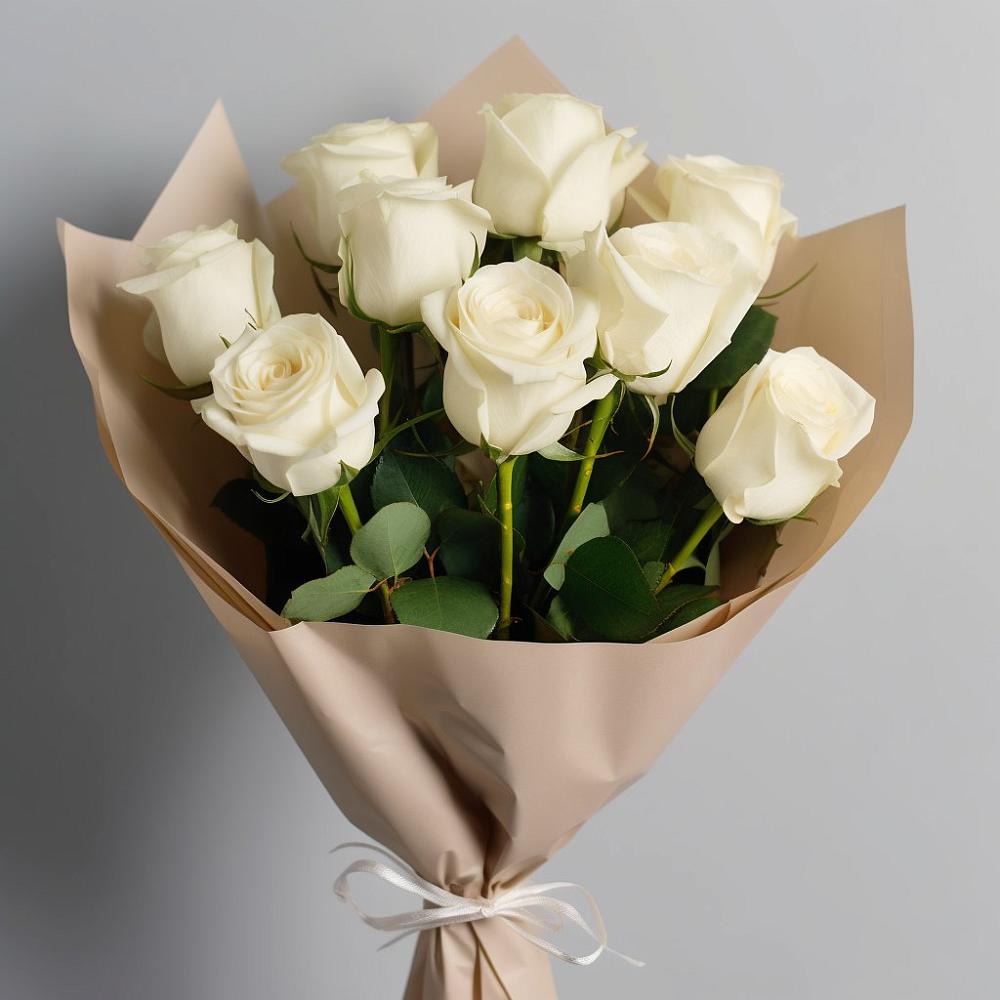 Букет 9 Белых роз Эдлесс Лав в Ерново