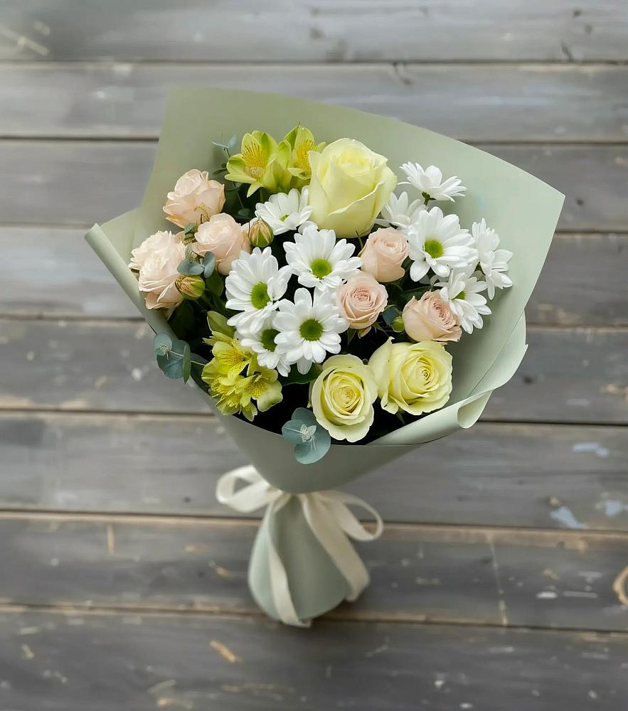 Букет цветов из: Альстромерии, Розы и Хризантемы в Ерново
