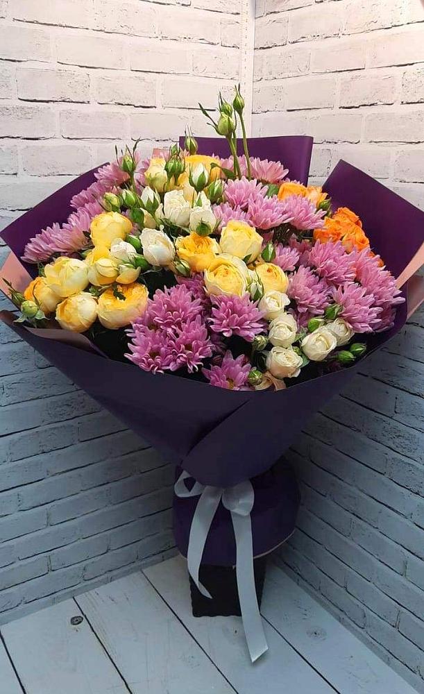 Букет цветов из: Хризантемы и Розы в Ерново