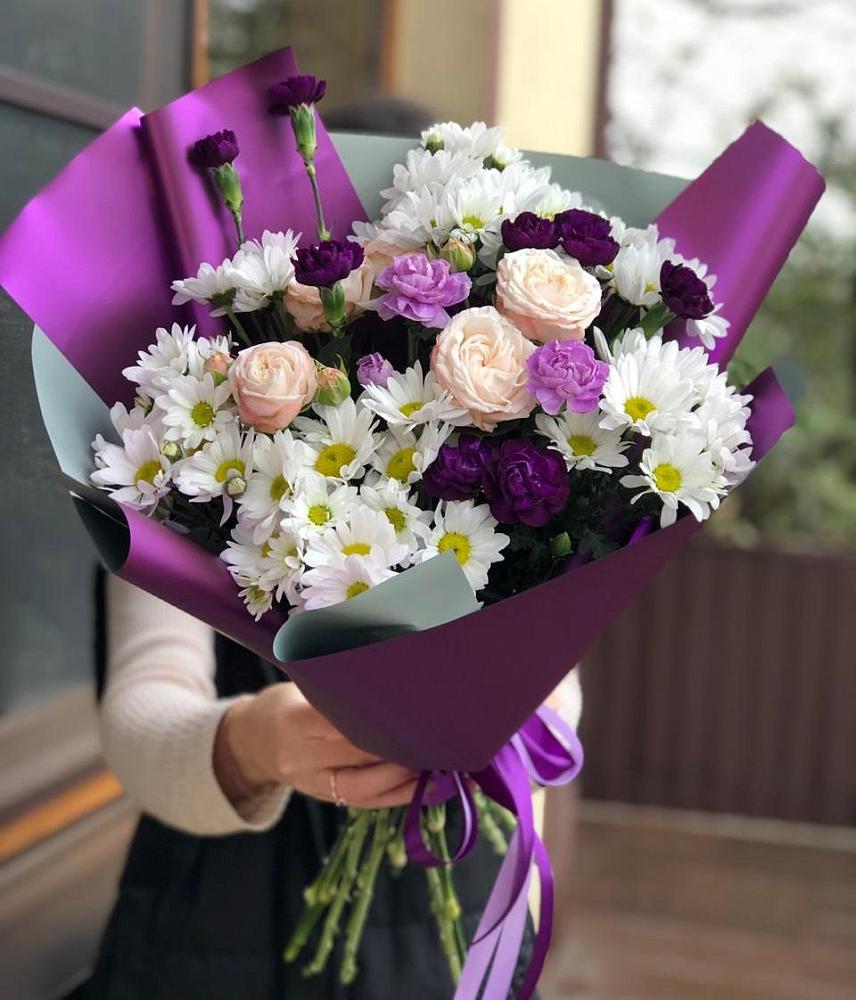 Букет цветов из: Хризантемы, Гвоздики и Розы в Ерново