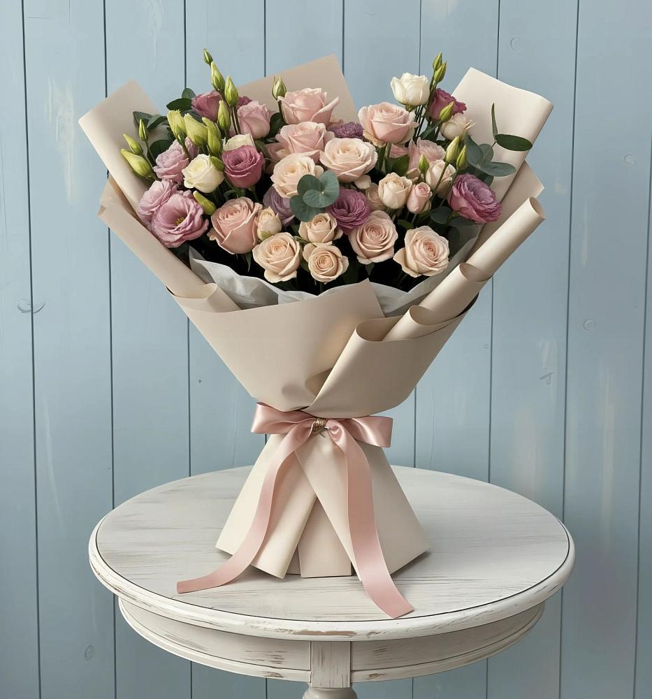 Букет цветов из: Розы и Лизиантусы в Ерново