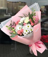 Букет цветов из:  Розы, Лизиантусы и Хризантемы в Ерново