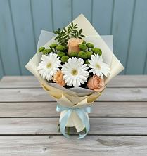 Букет цветов из:  Герберы, Розы и Хризантемы в Ерново