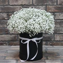 Цветочная композиция из Гипсофила в шляпной коробке в Ерново