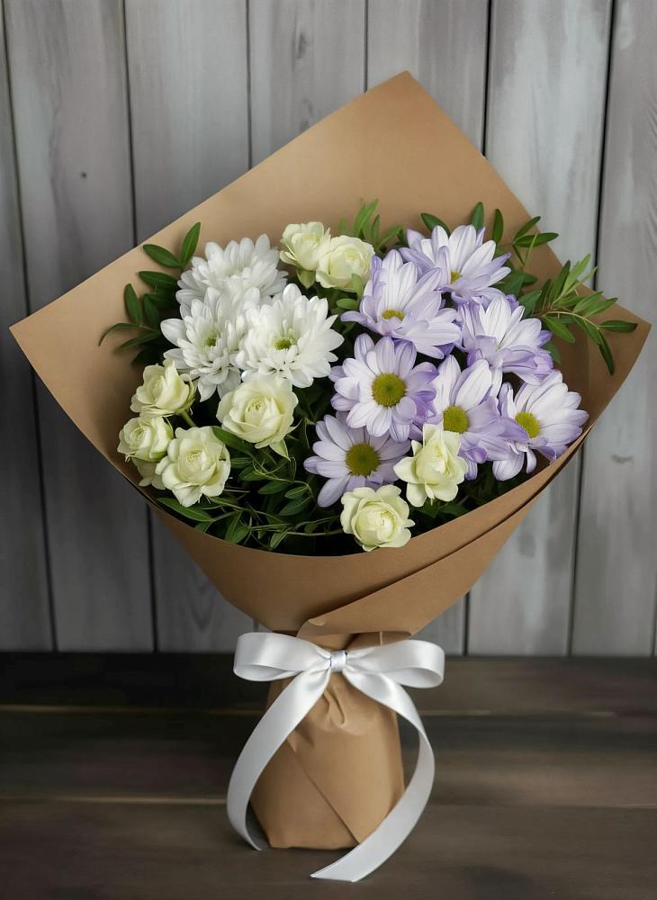 Букет цветов из: Хризантемы и Розы в Ерново